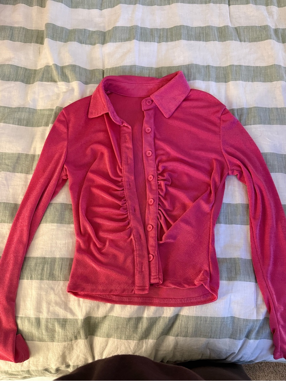 Pink Long-Sleeve Button Front Top - Picture 1 of 4